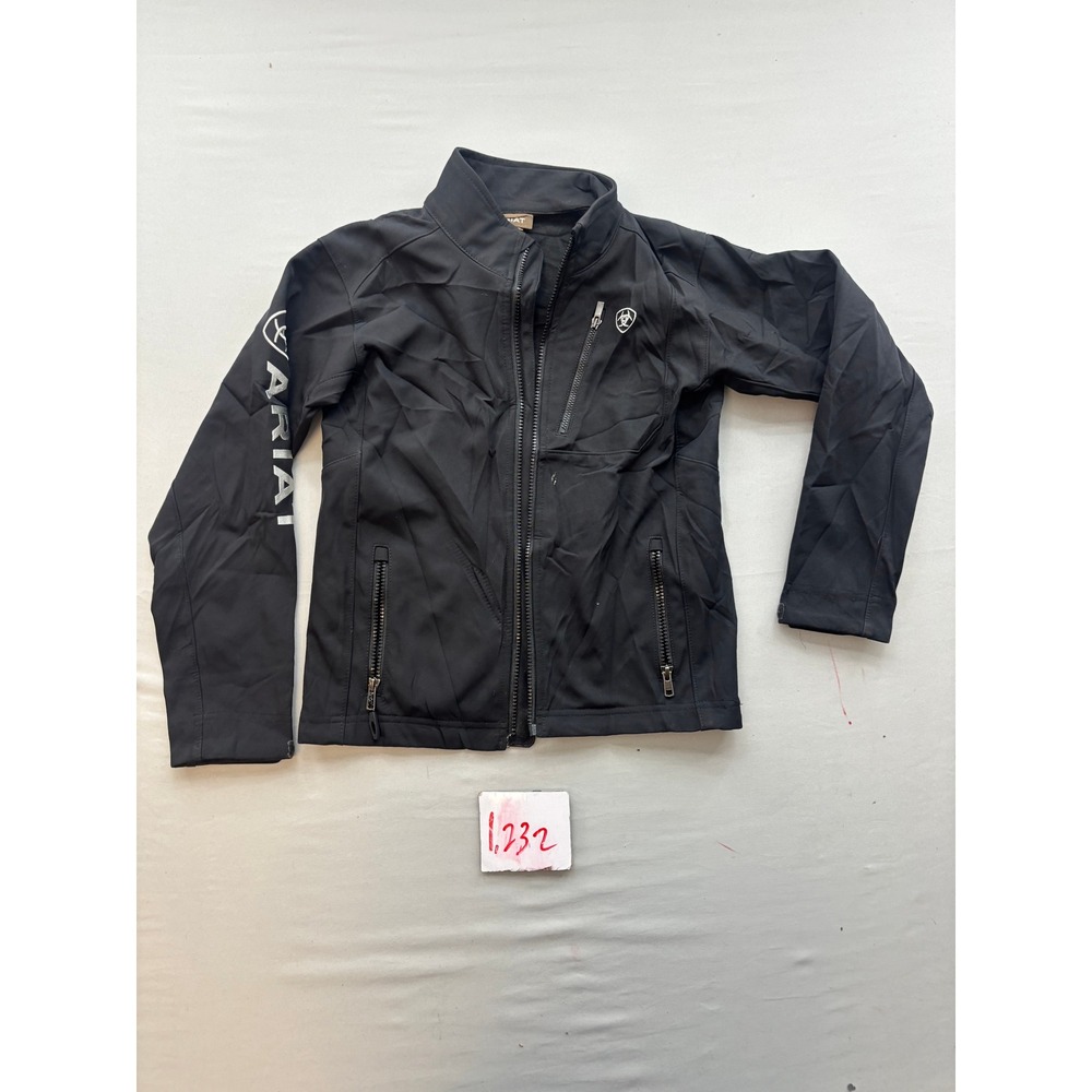 Ariat Boys Black Team Softshell Jacket Size Small 8 Logo Equestrian Coat